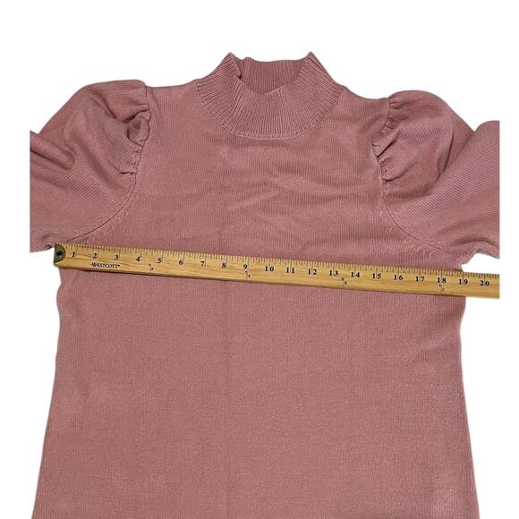 Wayf Lola Puff Sleeves Mock Neck Knit‎ Sweater Dress Size Small Blush Pink New - Picture 4 of 11